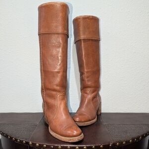 FRYE True Vintage Campus Tall Cuff Brown Boot size 7.5
